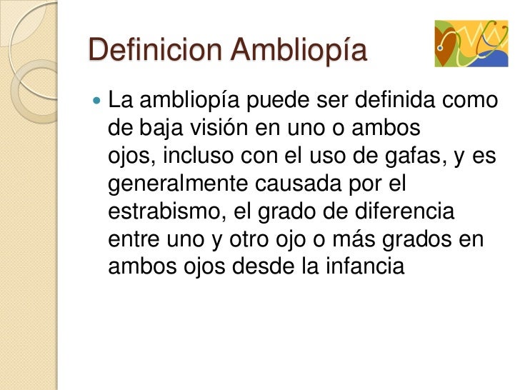 definicion de ambliopia